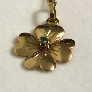 Gold tone shamrock charm and necklace